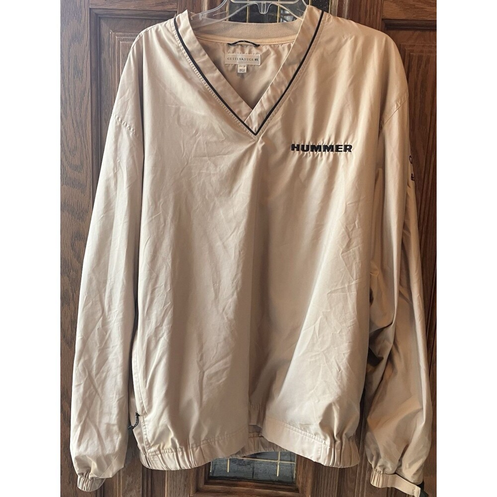 Cutter & Buck Pull‎ Over Windbreaker Tan Khaki Size XXL V Neck Long Sleeve Golf